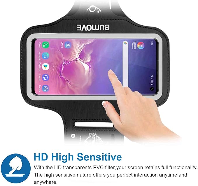 Armband for Galaxy S10e/A40/A5 2017/J3 2018 Gym Running Workouts Sports Phone Arm Band with Card Holder (Black)