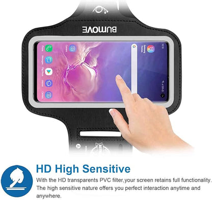 Armband for Galaxy S10e/A40/A5 2017/J3 2018 Gym Running Workouts Sports Phone Arm Band with Card Holder (Black)