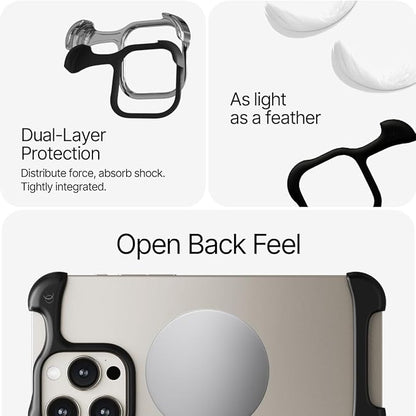 Arc Pulse Compatible with iPhone 16 Pro Phone Case (2024), Minimalist Protective Shock Absorption Aerospace Grade Aluminum Shells + Elastomer Inlays Easy Fit 6.3 inch (Aluminum Matte Black)