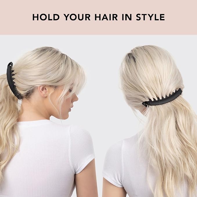 Kitsch Banana Hair Clips for Women, Cute & Stylish Banana Clip for All Hair Types - Black & Tortoise, 2 Pcs