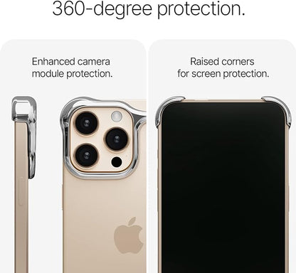 Arc Pulse Compatible with iPhone 16 Pro Phone Case (2024), Minimalist Protective Shock Absorption Aerospace Grade Aluminum Shells + Elastomer Inlays Easy Fit 6.3 inch (Aluminum Polished Silver)