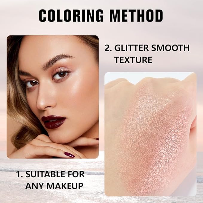 evpct Champagne Shimmer Single Eye shadow Palette Makeup for Older Women, Glitter Sparkly Cream Eye Shadow Palette Brightener Makeup for Older Women, High Pigment Waterproof Monochrome Mini Eyeshadow