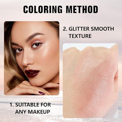 evpct Champagne Shimmer Single Eye shadow Palette Makeup for Older Women, Glitter Sparkly Cream Eye Shadow Palette Brightener Makeup for Older Women, High Pigment Waterproof Monochrome Mini Eyeshadow