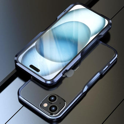 HENGHUI Aluminum Bumpers for iPhone 15 Bumper Case with Strap Hole Metal Frame Bumper Cover Shock Absorbent Slim Cool Design (Blue)