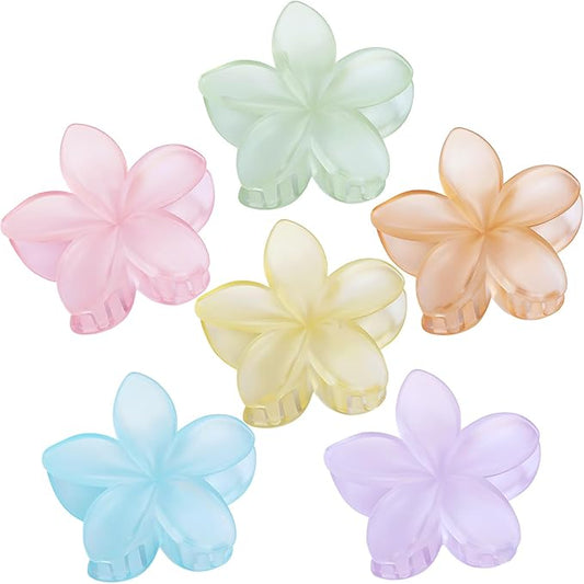 Hawaiian Flower Hair Clips for Women 6 Pack Flower Hair Claw Clips Plumeria Claw Clips for Thin Hair Large Claw Clips for Thick Hair Beach Tropical Hair Accessories for Girls - Ice cream