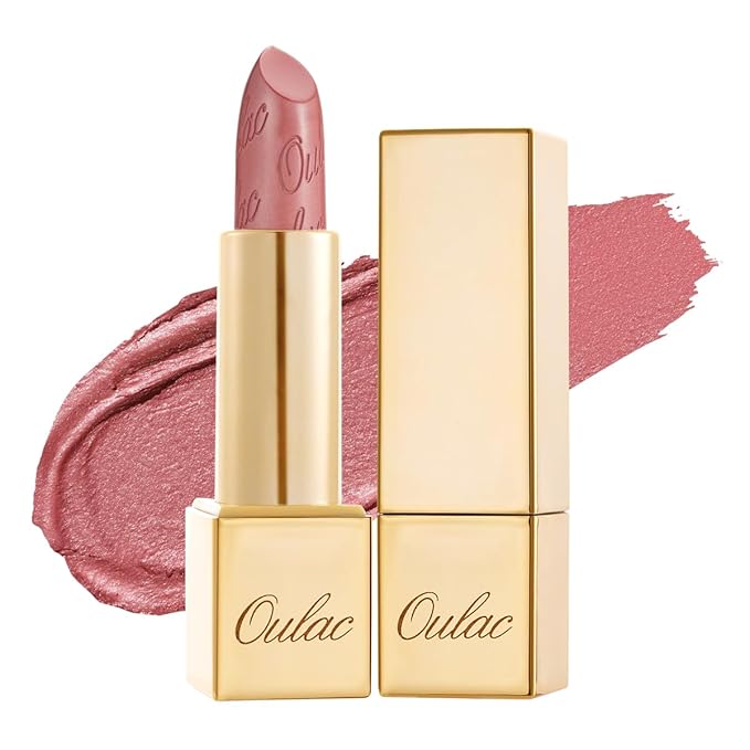 Oulac Light Pink Lipstick for Women with Metallic 3D Shine Lightweight Hydrating Formula, High Impact Lip Color, Vegan Beauty, Full Coverage Lip Makeup, Christmas Gifts for Women, Baby Angel(13)