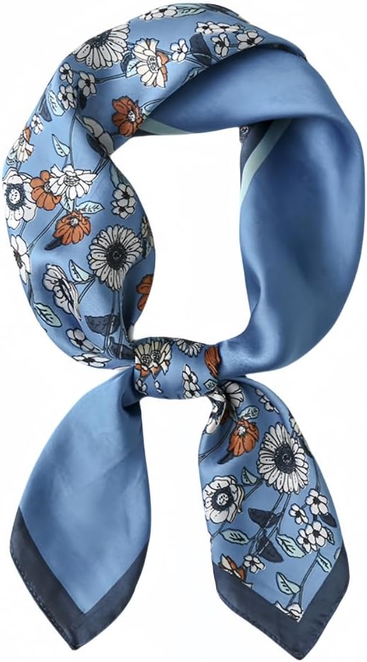 MINIDORA Satin Scarves for Women 27.5 × 27.5 inches Medium Square Elegant Silk Feeling Head Scarf