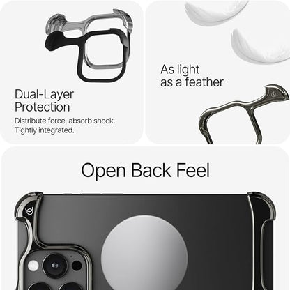Arc Pulse Compatible with iPhone 16 Pro Max Phone Case (2024), Minimalist Protective Shock Absorption Aerospace Grade Aluminum Shells + Elastomer Inlays Easy Fit 6.9 inch (Aluminum Polished Graphite)