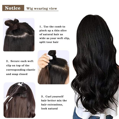 22 Inch Clip In Hair Extensions 7 PCS Long Wavy Synthetic Black Hair Extension & Natural Soft Invisible Clip Thick Hairpieces for Women Daily(20Inch, 7pcs, Honey Golden Brown Mixed Blonde)