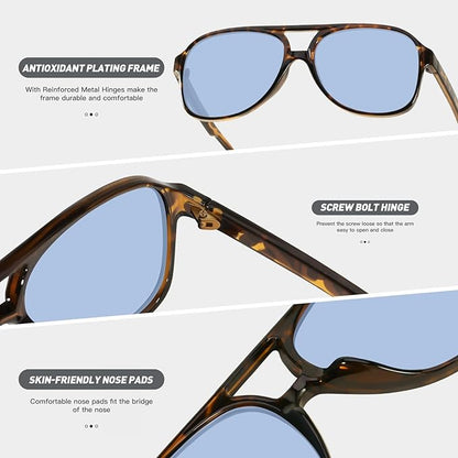 YDAOWKN Retro Aviator Sunglasses for Women Mens Large Frame Classic Vintage 70s Sun Glasses Aviators
