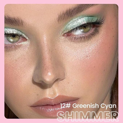 2-in-1 Cream Eyeshadow & Highlighter Stick, Waterproof Greenish Cyan Shimmer Eye Shadow Pencil for Women, Long-Lasting Pigmented Makeup, sombras para ojos 09