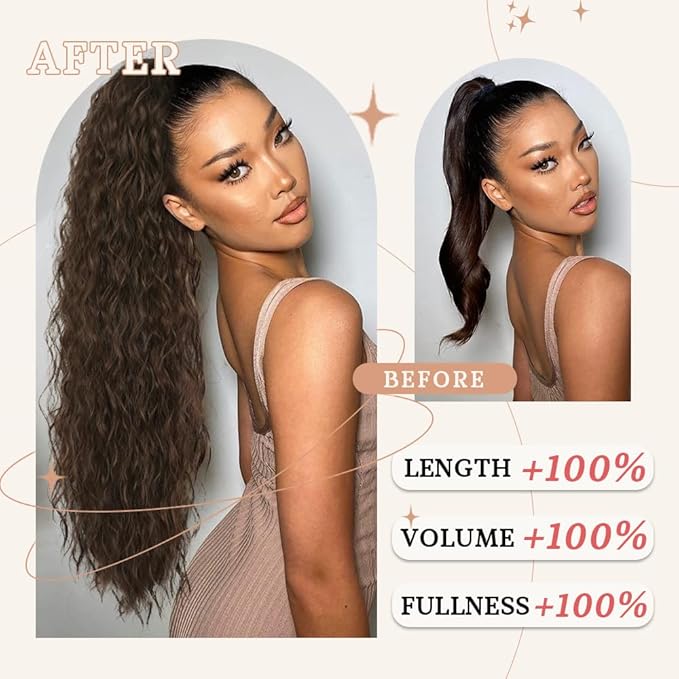 ORSUNCER Ponytail Extension Claw 30" Curly Pony Tail Clip in Claw Hair Extensions Fluffy Natural Looking Synthetic Hairpiece for Women…