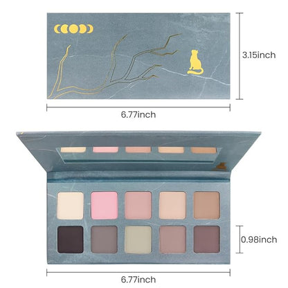 Ten Color Green Pink Brown series Matte eyeshadow Makeup palette,High-Pigment Eye Shadow, Smooth & Blendable,Everyday Velvety Matte Finish Eye Makeup Looks box,Vegan & Cruelty-Free,Built-in Mirror 01