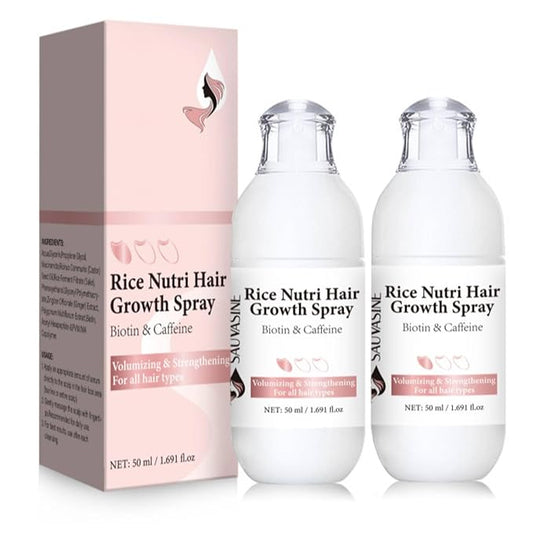 2PCS Rice Nutrient Oil-Free Scalp Care Spray, Rice & Ginger Root Treatment for All Hair Types, Hygienic 1.69 Fl Oz x 2