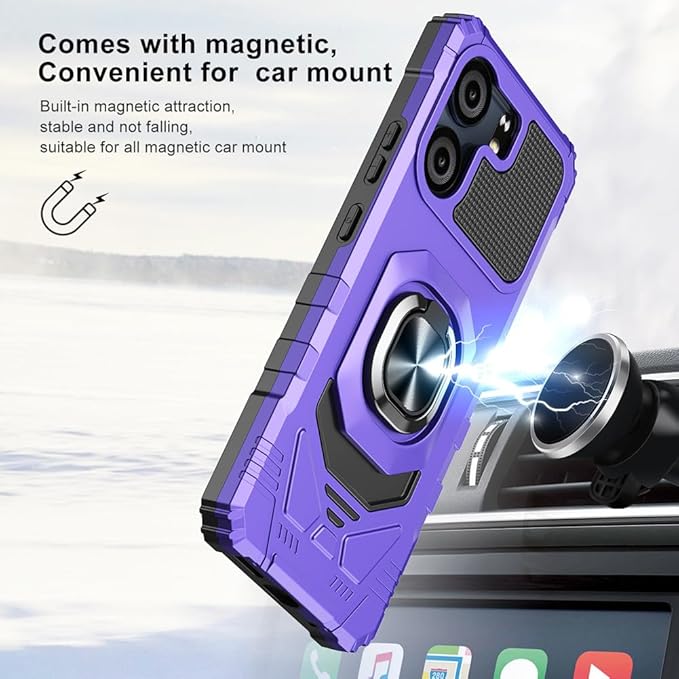 for BLU View 5 B160V / BLU F5 5G Case with 1 Pack Screen Protector,Dual Layer Hybrid Heavy Duty Defender Protection,Sleek Rugged Reinforced Cushion Corner Kickstand Shockproof Bumper Cover Purple