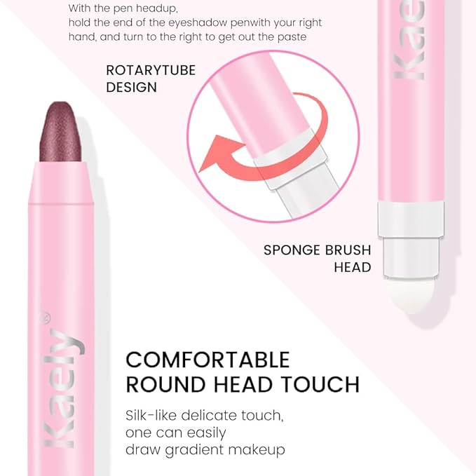 evpct 2Pcs Cream Eye Shadow Brightener Sticks Set for Eyes Waterproof, Champagne & Orchid Shimmer Cream Eyeshadow Applicator Stick Long Lasting Pigmented Eye Makeup sombras en crema para ojos 17+26