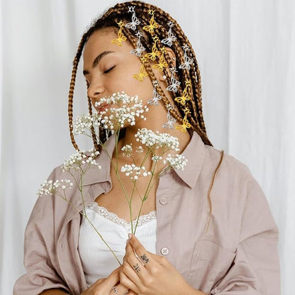 20 Pcs Butterfly Hair Braids Dreadlock Clips, Hollow Metals Cuffs Clip Hair Accessories Styling Fashion Toos for Women Men (Gold Sliver)