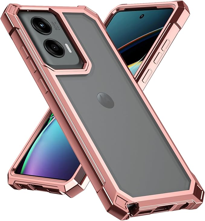 Ailiber for Motorola G Stylus 5G 2024 Case with Screen Protector, Dual Layer Shockproof Bumper, Clear Transparent [Anti Yellowing], Scratch-Resistant Cover for Moto G Stylus 2024-Rose Gold
