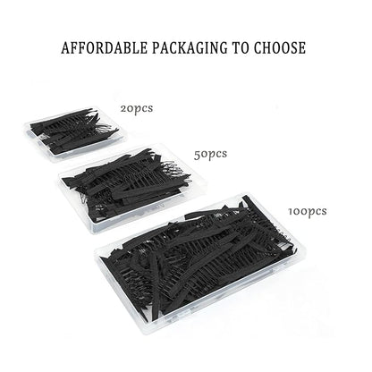 100 Pieces Wig Combs, 7-teeth Wig Clips to Secure Wig, Wig Accessories Tools For Making Wig Caps, Black (100 Pcs)