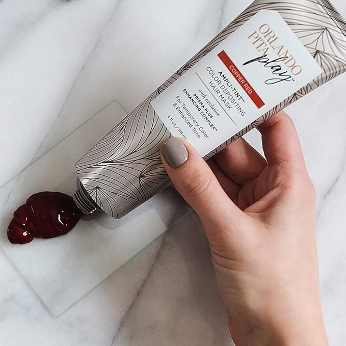 ORLANDO PITA PLAY Ampli-Tint Color Deposit Hair Mask, Temporary Hair Color Treatment that Revives Hair Color, Adds Shine, & Prevents Fading, Copper Red, 4 Fl Oz.