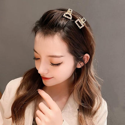 6PCS Sweet Mini Meatl Claw Clip With Pearl, Barrettes Claw Crab Hairpins Styling Fashion Hair Accessories for Women Girl