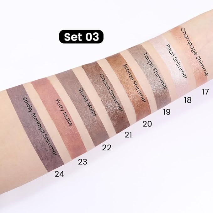 8Pcs Cream Eye Shadow Brightener Sticks Set for Eyes, Champagne Pearl Taupe Bronze Cocoa Stone Putty Smoky Amethyst, Halloween Makeup, Matte Shimmer Eye Shadow Pencil Pen Crayon Waterproof 03