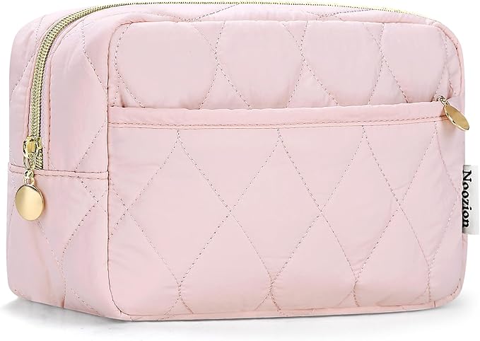 Noozion Makeup Bag, Travel Cosmetic Bag, Puffy Padded Make Up Bag for Women, Makeup Organizer Case, Wide-open Pouch Purse, Travel Essentials
