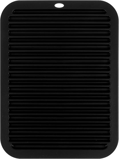 Large Heat-Resistant Mat for Styling Tools - 12"x9" Professional Flat Iron Mat, Travel Silicone Mat for Curling Irons, Hair Straighteners, Blow Dryers, and Salon Appliances, Black