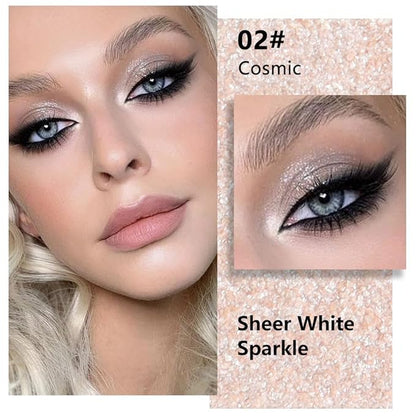 Kaely Pressed Single Eyeshadow Makeup, Sheer White Sparkle Highly Pigmented Monochrome Eye Shadow Palette, Waterproof Neutral Powde Mini Eyeshadow, sombras para ojos, Lightweight Blendable, 02