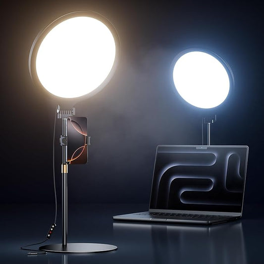 10.5" Ring Light with Stand, Full-Screen Selfie Ring Light for Desk with Phone Holder, Adjustable Laptop Light for Video Recording, Zoom Lighting for Computer, Meeting, Live Streaming, Podcast