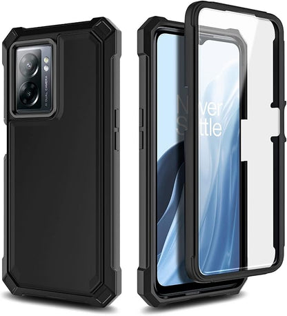 NZND Compatible with OnePlus Nord N300 5G Case with [Built-in Screen Protector], Full-Body Protective Shockproof Rugged Bumper Cover, Impact Resist Phone Case (Black)