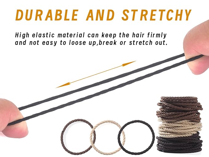 No Damage Soft Polyester Hair Ties, No Tug Scrunchies Hair Bands with Strong Elasticity - Multi-color, 50 Pieces