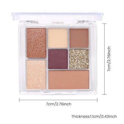 Seven Color Matte Shimmer Eyeshadow Makeup Palette, Nude Brown & Purple 7 Color Series Silky Pressed Powder Eyeshadow, Daily Makeup Eye shadow Box, Easy to Carry, Vegan & Cruelty-Free, 0.25 Oz, 04#