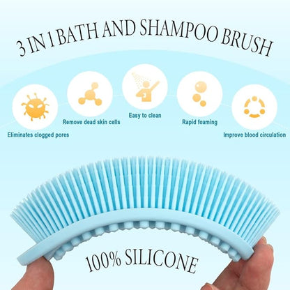 3 Pack Silicone Exfoliating Body Scrubber, Soft Loofah Fit for Sensitive and All Kinds of Skin, Clean and Sanitary, Rapid Foaming