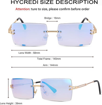 Rectangle Sunglasses for Men/Women Small Rimless Square Shade Eyewear