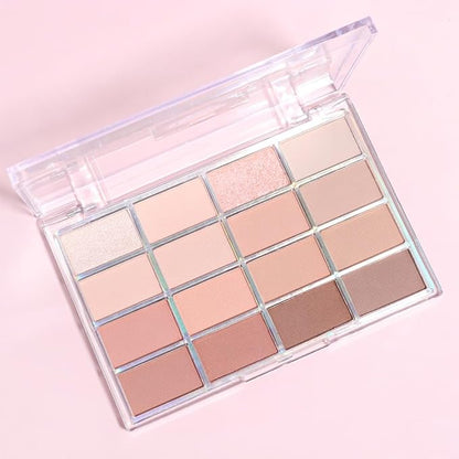 16Colors Light Beige Coral Brown Basics Matte Eyeshadow Palette,Eye Shadow Travel Makeup Palette all in one Long Lasting Waterproof Ultra-Blendable,Great for Travel Gift Kit