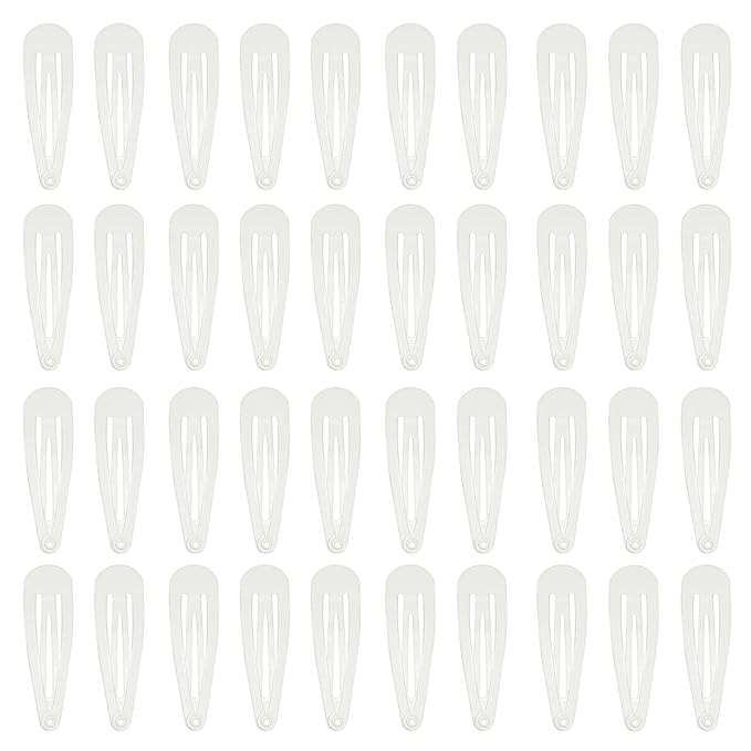 40 Counts White Color Metal Snap Hair Clips 2 Inch Barrettes for Women Accessories