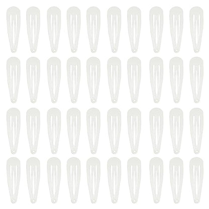 40 Counts White Color Metal Snap Hair Clips 2 Inch Barrettes for Women Accessories