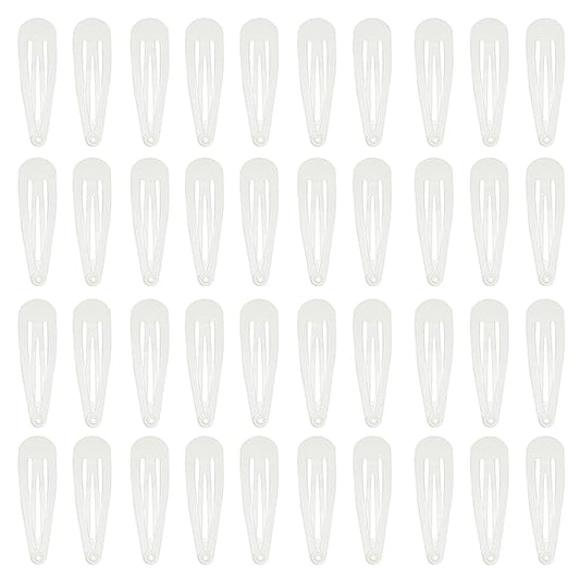 40 Counts White Color Metal Snap Hair Clips 2 Inch Barrettes for Women Accessories