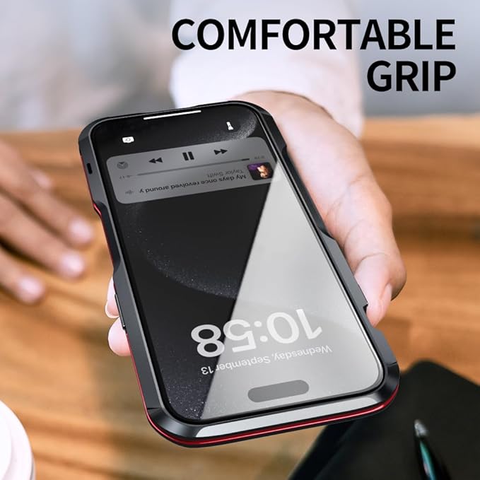 HENGHUI Aluminum Bumpers for iPhone 15 Pro Max Bumper Case with Strap Hole Metal Frame Bumper Cover Shock Absorbent Slim Cool Design (Silver)