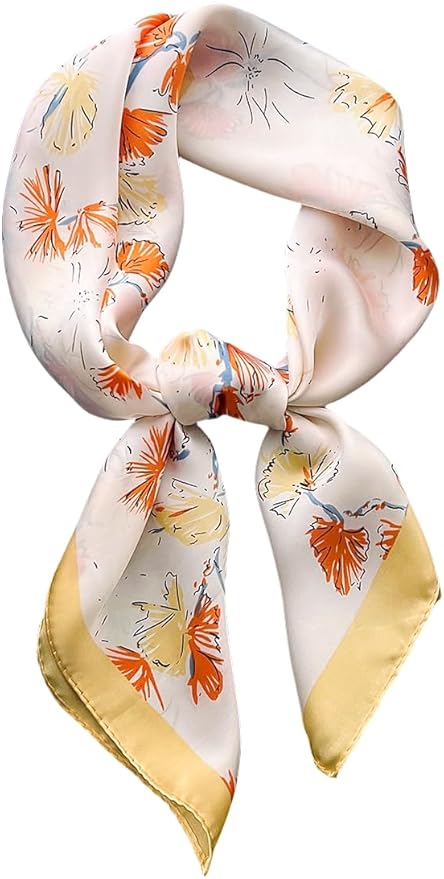MINIDORA Satin Scarves for Women 27.5 × 27.5 inches Medium Square Elegant Silk Feeling Head Scarf