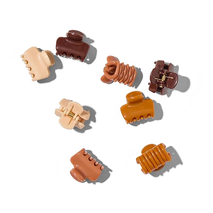 Kitsch Small Hair Clips for Women and Girls – Mini Claw Clips – Hair Accessories for Women – Daily Styling, Recycled, Sedona – 8pc Set