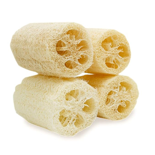 4" Natural Loofah Exfoliating Body Sponge Scrubber for Skin Care in Bath Spa Shower Pack of 4
