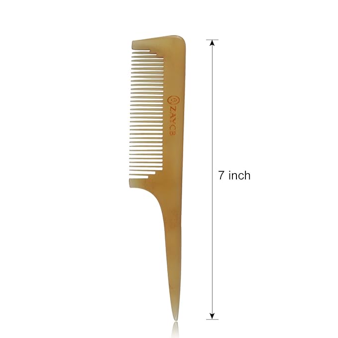 Buffalo Horn Comb - Anti-Static Detangling Hair Styling Tool for All Hair Types (Fine Tooth Comb for Men, Women & Kids)
