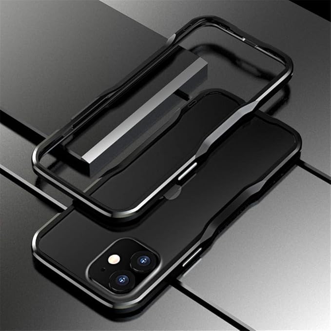 HENGHUI Aluminum Bumpers Compatible with iPhone 12 Mini 5.4-INCH Bumper Case Metal Frame Bumper Cover Shock Absorbent Slim Cool Design (iPhone12Mini, Black)