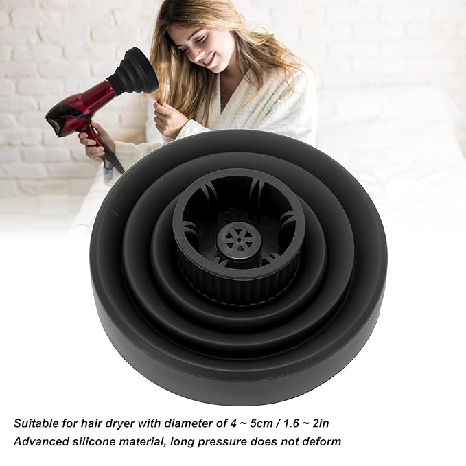 Hair Dryer Diffuser, Styling Tools Appliances Universal Hair Dryer Diffuser Portable Travel Folding Hair Blow Dryer Diffuser (Black)