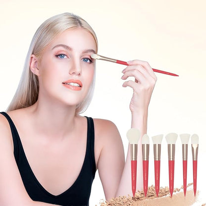 18-Piece Makeup Brush Set with Holder Case – Complete Makeup Brush Collection for Flawless Makeup Application in Red -Soft Bristles (Red)