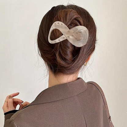 4 PCS French Concord Flat Hair Clips for Women 3.35 Inch Curved Hair Claw Clips Alligator Hair Barrettes Volume No Slip Grip Strong Hold Banana Hair Clamps Jaw Clips Styling Hair Accessories