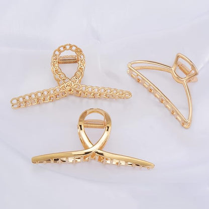 4 Pack Large Metal Hair Clips for Thin to Thick Curly Hair, 4.3 Inch Big Nonslip Gold Color Clamps, Perfect Fashion Jaw Claw Hair Styling Accessories for Women and Girls, Christmas Gifts