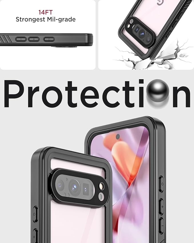 Miimall for Google Pixel 9 Pro Case Waterproof,[IP68 Waterproof &Dual-Layer Protection][Built-in Screen Protector&Camera Protector] Full Body RuggedShockproofWaterproofPhone Case for Pixel 9 Pro 6.3"